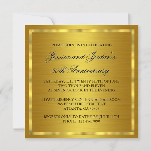Elegant Gold Invitation met Bow Kaart (Achterkant)