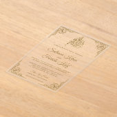 Elegant Gold Islamic Muslim Wedding Acryl Uitnodigingen (Laagn)