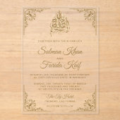 Elegant Gold Islamic Muslim Wedding Acryl Uitnodigingen (Voorkant)