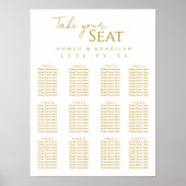 Elegant Gold Islamic Wedding Seating Chart Poster (Voorkant)