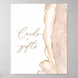 Elegant Gold Ivory Agate Wedding Cards en Gifts Poster