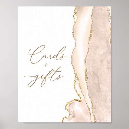 Elegant Gold Ivory Agate Wedding Cards en Gifts Poster (Voorkant)