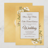 Elegant Gold Ivory  Floral Luxury Wedding Kaart (Voorkant / Achterkant)