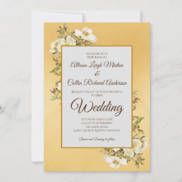 Elegant Gold Ivory Floral Luxury Wedding Kaart