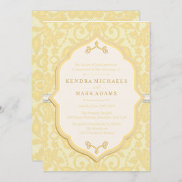 Elegant Gold & Ivory Lace Wedding Invitations Kaart