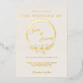 Elegant Gold Ivory Wedding Folie Folie Uitnodiging