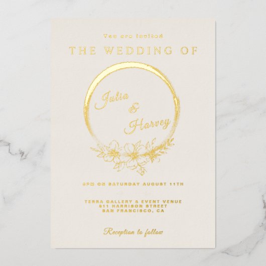 Elegant Gold Ivory Wedding Folie Uitnodiging (Voorkant)