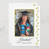 Elegant Gold Ivy Afstuderen aangekondigd Aankondiging (Voorkant / Achterkant)