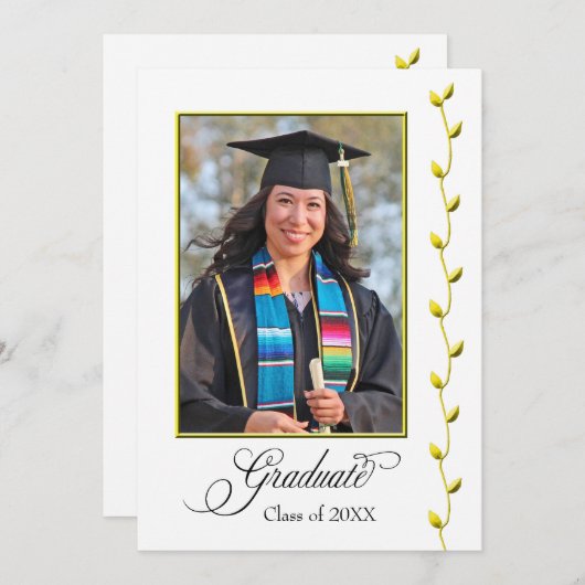 Elegant Gold Ivy Afstuderen aangekondigd Aankondiging (Voorkant / Achterkant)