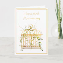 Elegant Gold Ivy and Bird Cage 50th Jubileum
