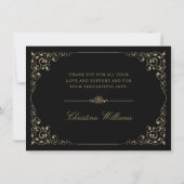Elegant Gold Ivy Script Black Afstuderen Bedankkaart (Achterkant)