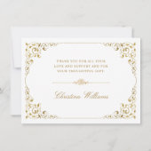 Elegant Gold Ivy Script White Afstuderen Bedankkaart (Achterkant)
