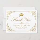 Elegant Gold Ivy Script White Afstuderen Bedankkaart (Voorkant)