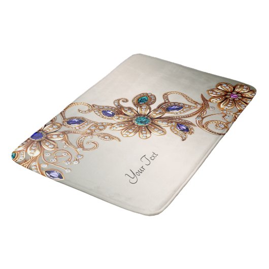 Elegant Gold Jewel Flowers Bath Mat (Gekanteld)