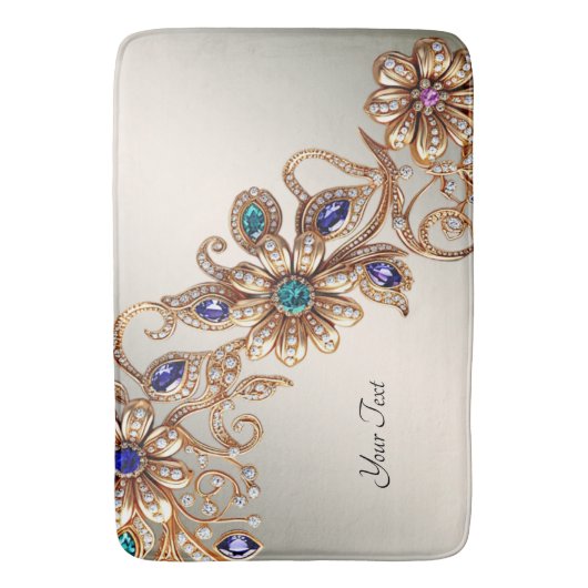 Elegant Gold Jewel Flowers Bath Mat (Voorkant Verticaal)