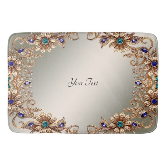 Elegant Gold Jewel Flowers Bath Mat (Voorkant)
