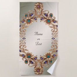 Elegant Gold Jewel Flowers Beach Towel Strandlaken