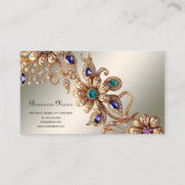 Elegant Gold Jewel Flowers Business Card Visitekaartje (Achterkant)