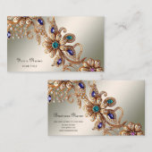 Elegant Gold Jewel Flowers Business Card Visitekaartje (Voorkant / Achterkant)