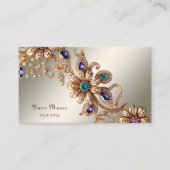Elegant Gold Jewel Flowers Business Card Visitekaartje (Voorkant)