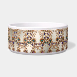 Elegant Gold Jewel Flowers Ceramic Pet Bowl Voerbakje