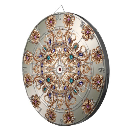 Elegant Gold Jewel Flowers Dartboard Dartbord (Voorkant Rechts)
