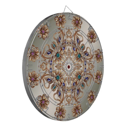 Elegant Gold Jewel Flowers Dartboard Dartbord (Voorkant Links)