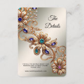 Elegant Gold Jewel Flowers Detail Enclosure Card Informatiekaartje (Voorkant)