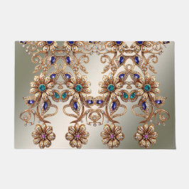 Elegant Gold Jewel Flowers Doormat Deurmat