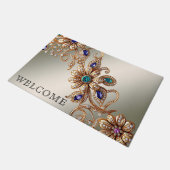 Elegant Gold Jewel Flowers Doormat Deurmat (Schuin)
