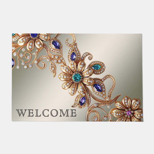 Elegant Gold Jewel Flowers Doormat Deurmat (Voorkant)