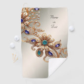 Elegant Gold Jewel Flowers Golf Towel Golfhanddoek (Insitu)