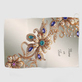 Elegant Gold Jewel Flowers Golf Towel Golfhanddoek (Horizontaal)