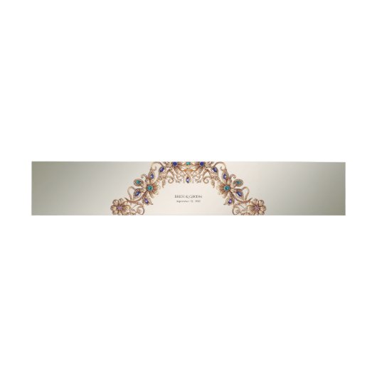 Elegant Gold Jewel Flowers Invitation Belly Band Uitnodigingen Wikkel (Vlak)
