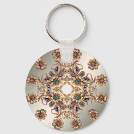 Elegant Gold Jewel Flowers Keychain
