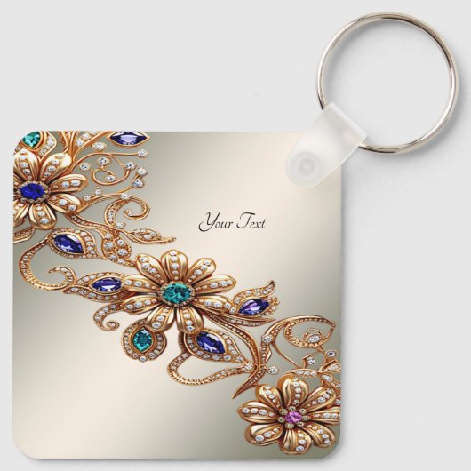 Elegant Gold Jewel Flowers Keychain (Achterkant)