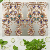 Elegant Gold Jewel Flowers Kitchen Towels Theedoek (Gevouwen)