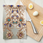 Elegant Gold Jewel Flowers Kitchen Towels Theedoek (Quarter Fold)