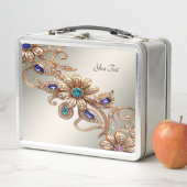 Elegant Gold Jewel Flowers Lunchbox (In situ)