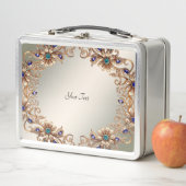 Elegant Gold Jewel Flowers Lunchbox (In situ)