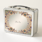 Elegant Gold Jewel Flowers Lunchbox (Voorkant)