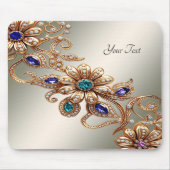 Elegant Gold Jewel Flowers Mousepad Muismat (Voorkant)
