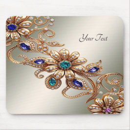 Elegant Gold Jewel Flowers Mousepad Muismat