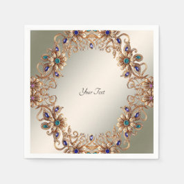 Elegant Gold Jewel Flowers Napkins Servet