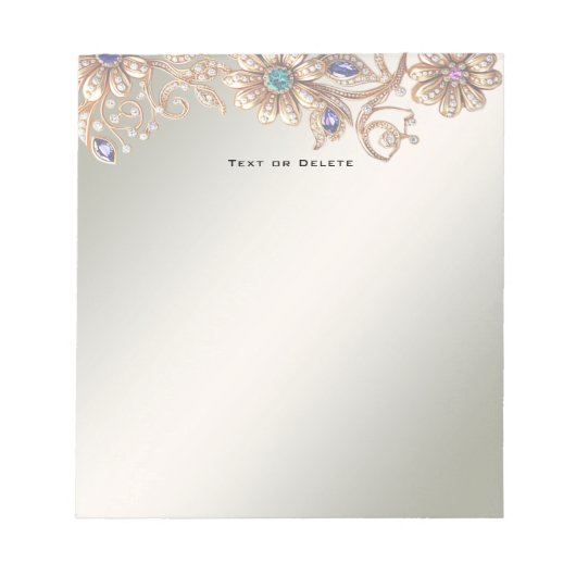 Elegant Gold Jewel Flowers Notepad Notitieblok (Voorkant)