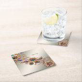 Elegant Gold Jewel Flowers Paper Coaster Kartonnen Onderzetters (Insitu)