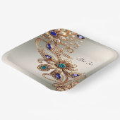 Elegant Gold Jewel Flowers Paper Plate Papieren Bordje (Gebogen)
