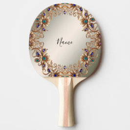 Elegant Gold Jewel Flowers Ping Pong Paddle Tafeltennisbatje