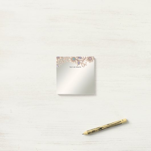 Elegant Gold Jewel Flowers Post it Notes (Op bureau)