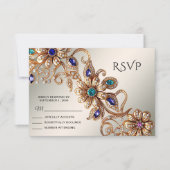 Elegant Gold Jewel Flowers RSVP Card (Voorkant)